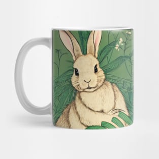 Cute White Fluffy Bunny Plant Nature Lover Mug